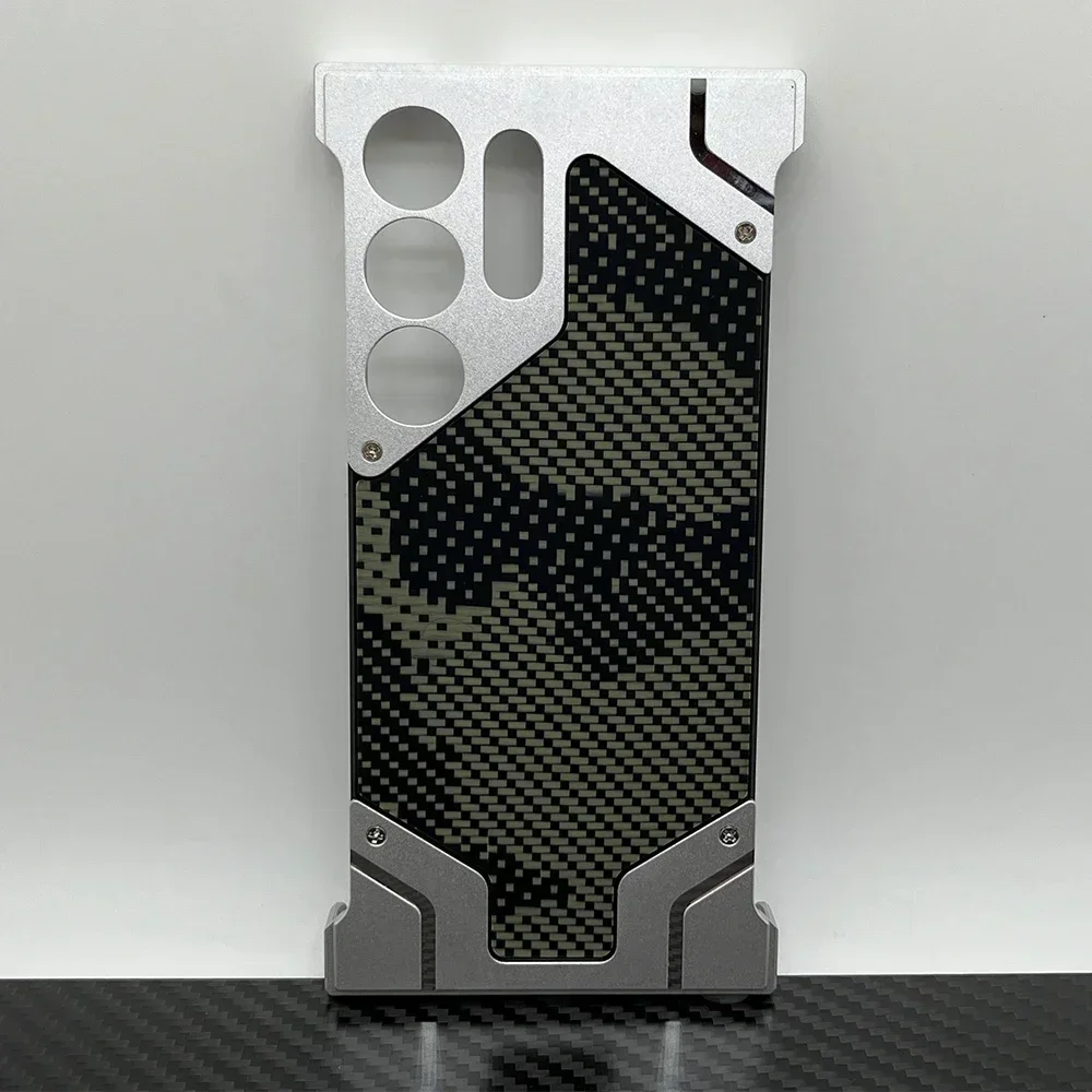 bottix Camouflage Case For Samsung Galaxy S24 Ultra Cover Frameless Metal Alloy Armor S23 U Carbon Fiber Shell Built-in Magnet