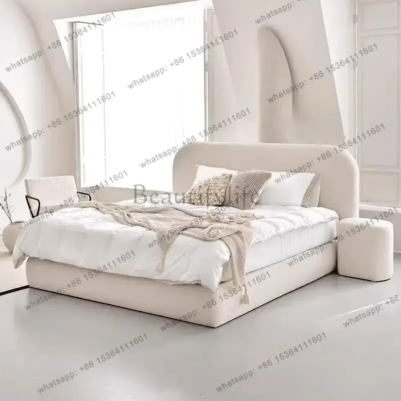 Modern Cream Bed French Minimalist Hotel Aesthetics Fashionable Bed Fashionable Confortable Princess Cama De Casal Furniture