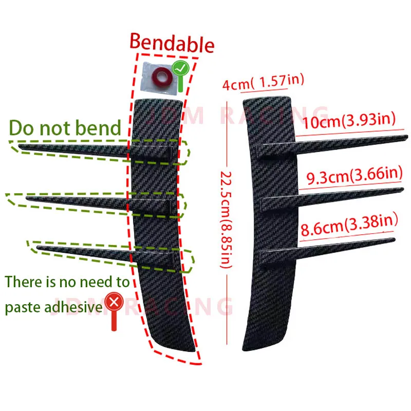 Car Modified Leaf Panels Simulate Shark Gills Flanks Body Trim Stickers 22.5cm Anti-Collision Car Sticker Installation Exterior