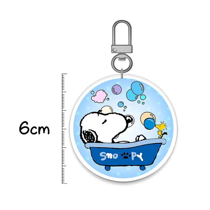 Para snoopy 6cm acrílico dupla camada chaveiro acessório mochila pingente charlie marrom anime periférico dos desenhos animados decoração presente