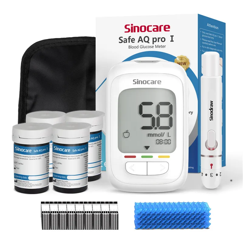 Sinocare Safe AQ Pro I Bloedglucosemeter Glucometer Kit Diabetes Tester Medische bloedsuikerspiegelmeter of alleen teststrips Lancetten - afbeelding 2