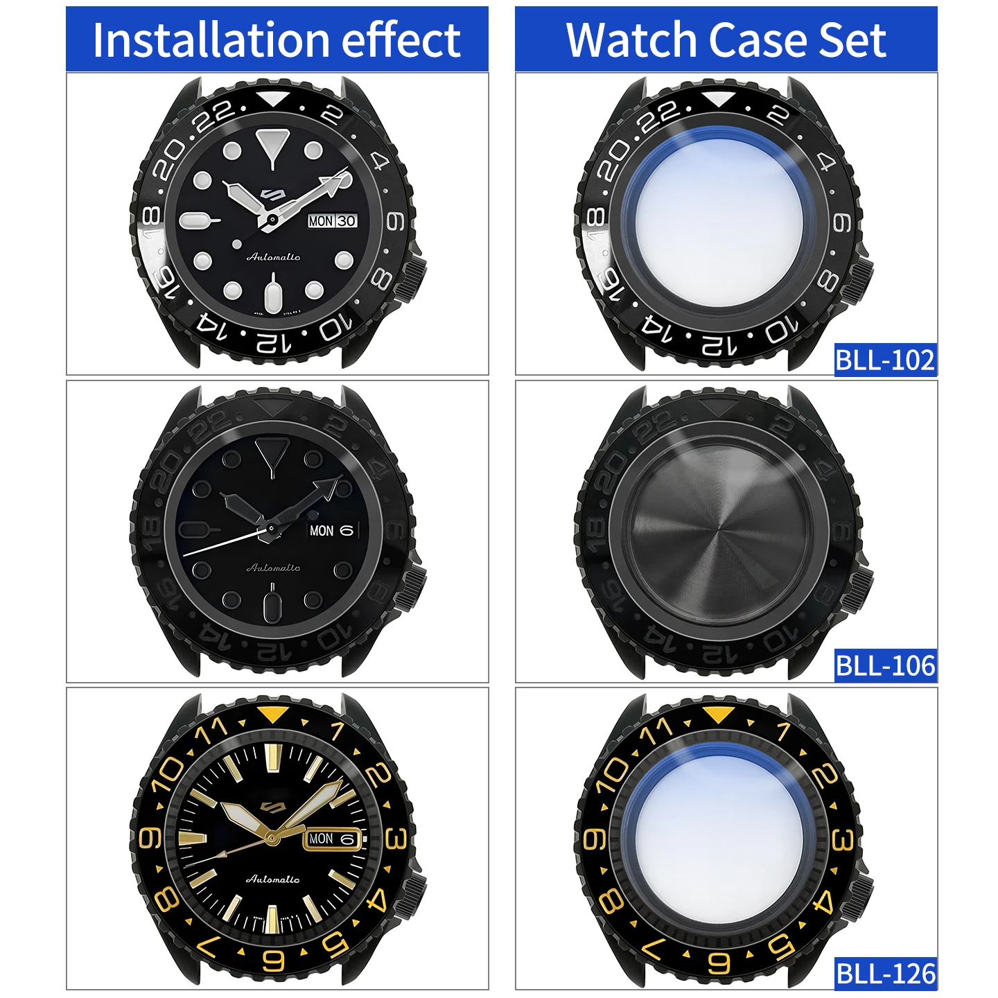 SKX NH 3.8 Schwarzes Mattes Uhrengehäuse-Set 4-Uhr-Position Edelstahl-Finish MOD NH36 Einsatz Saphirglas Kapitelring Kundenspezifische Teile – Detail 5