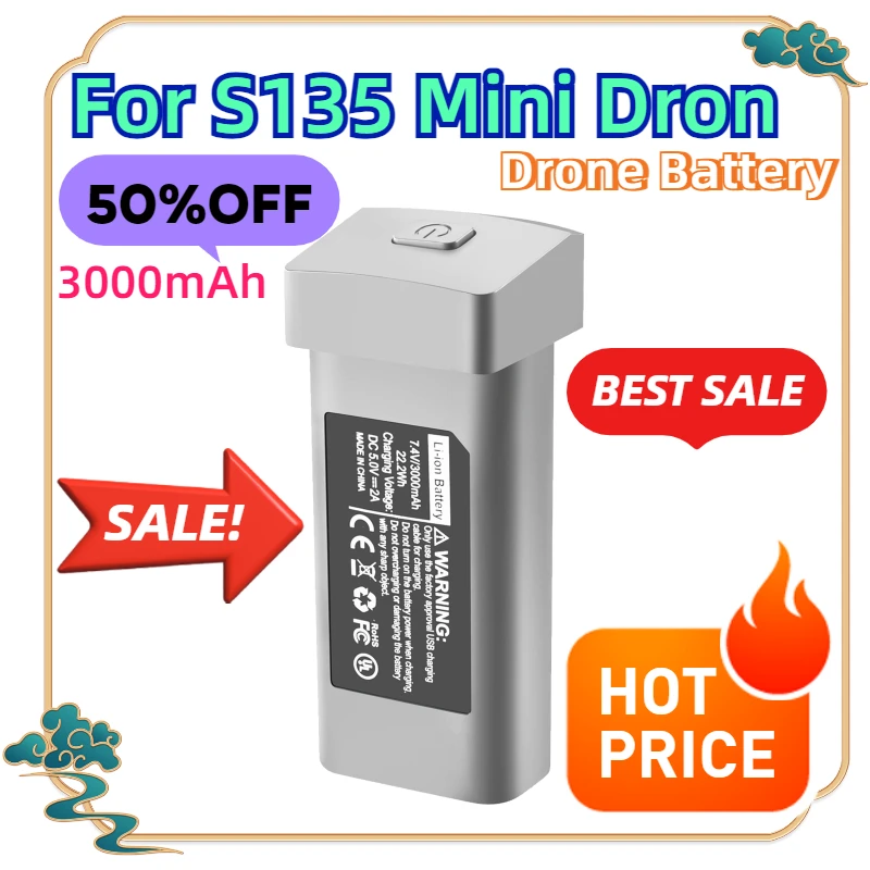 For S135 Mini Dron Accessories Parts S135 Drone Battery 7.4V 3000mAh Spare Battery