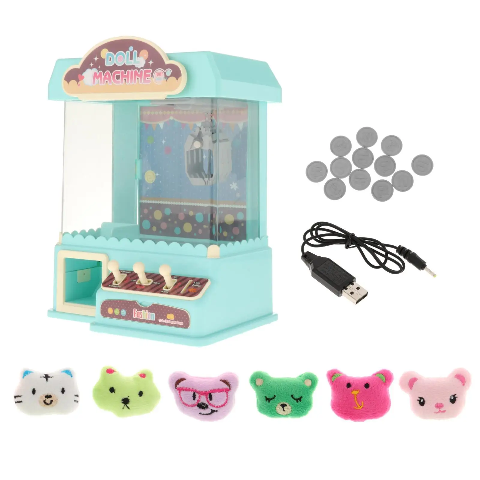 Rechargeable Manual Claw Machine Toy with Lights & Sounds,Girl Grab Doll Clip