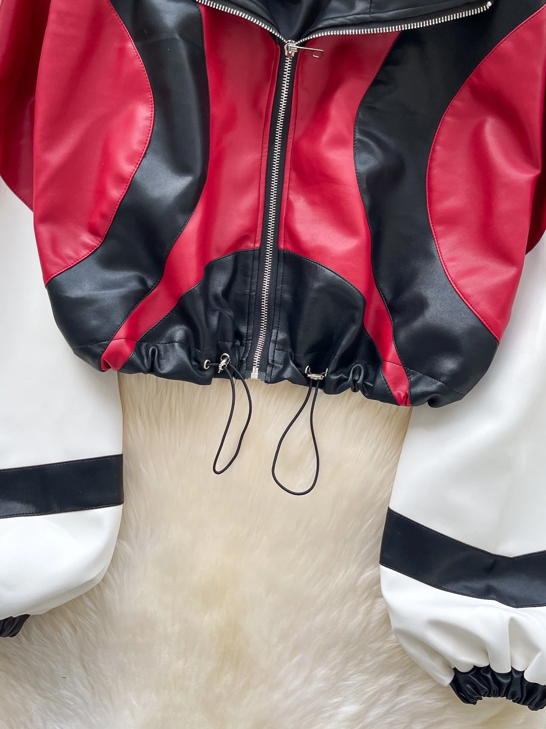 アメリカン スレ カラー ブロ カラー ジッパー ロング スベ レディース ジャケット オルト ドストリング ファッショナブル 秋 アウター コート