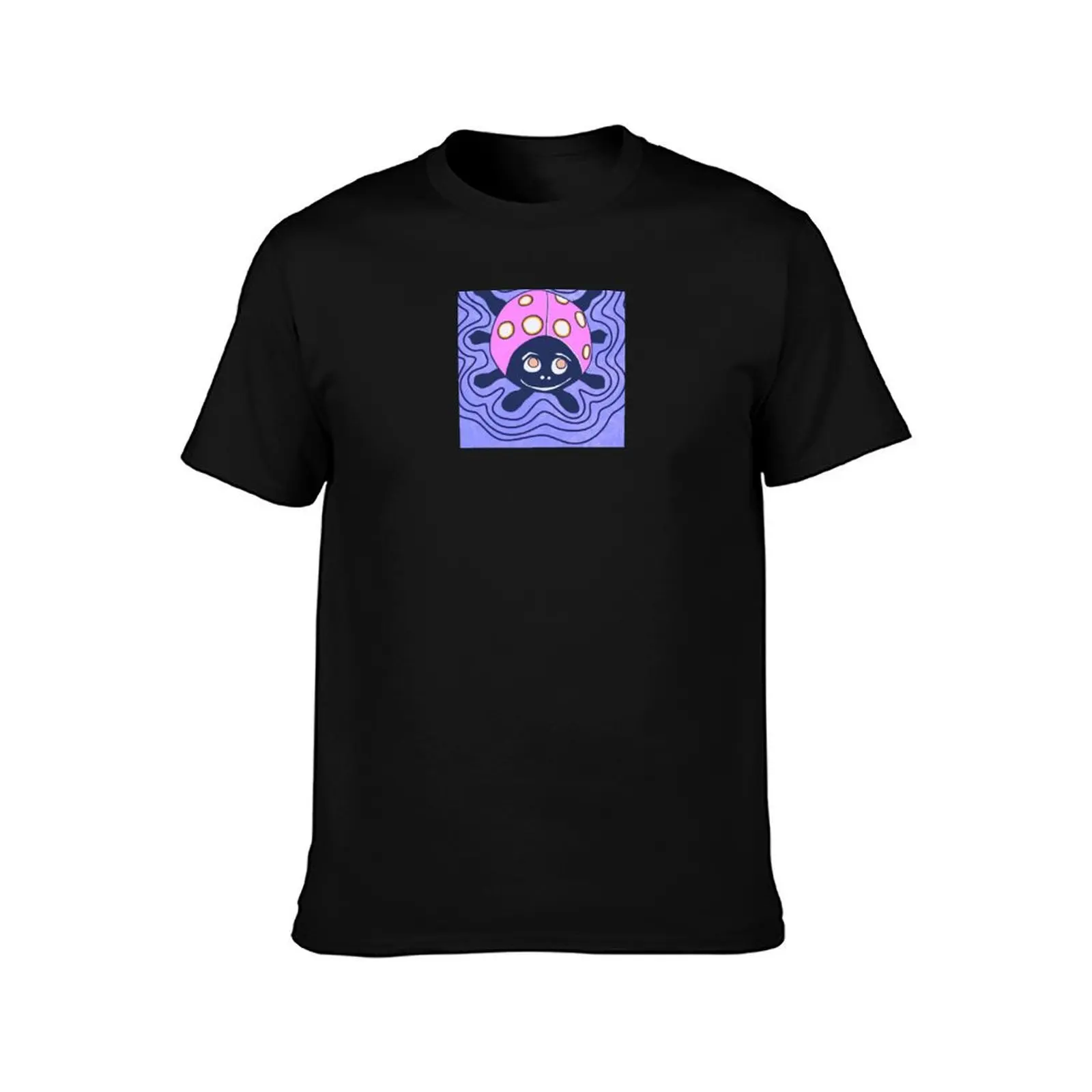 Pink Ladybug with Waves T-Shirt Basic Plain Tee for Spring and Summer T-Shirt