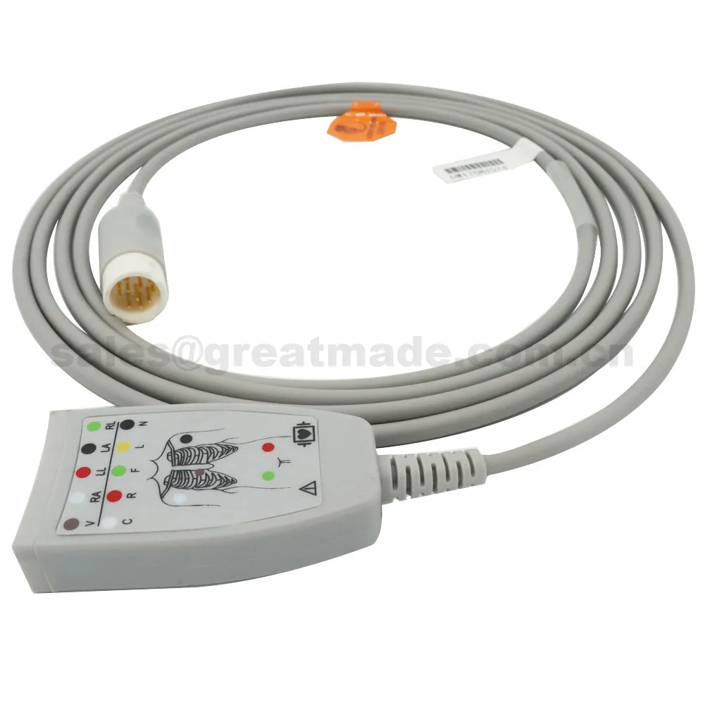 M1668A 5-lead Trunk cable , AAMI & IEC label included . Round 12PIN