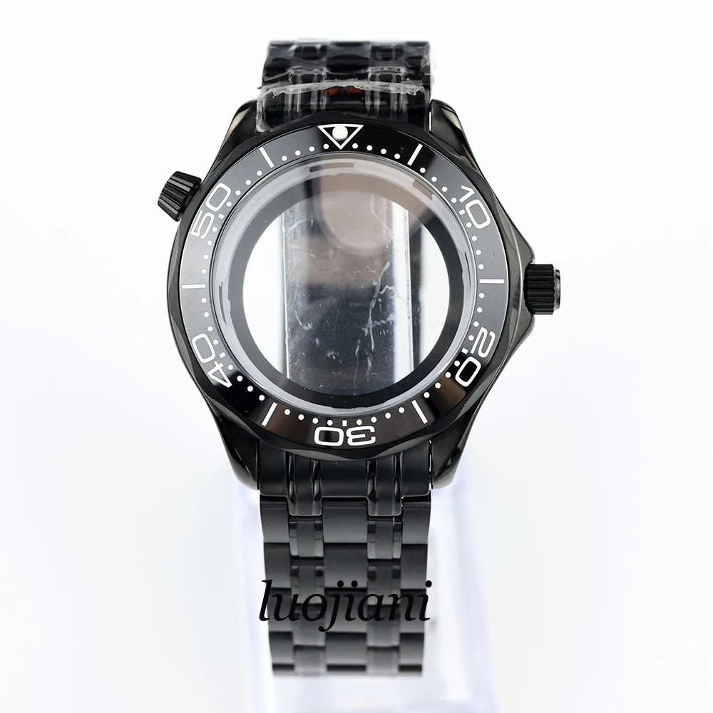 

41mm Black PVD NH35 Watch Case and bracelet Stainless Steel 10ATM Waterproof fit NH35 NH36 Movement 31MM dial Seamaster 300 Case