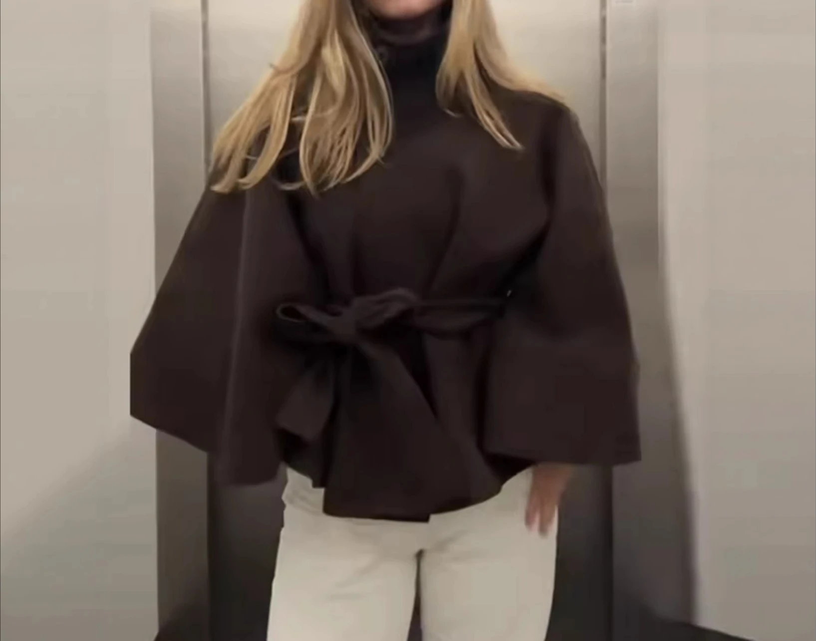 Popular Women's Fashion Loose Stand Collar Bathrobe style Coat with Belt and Coat - In Stock