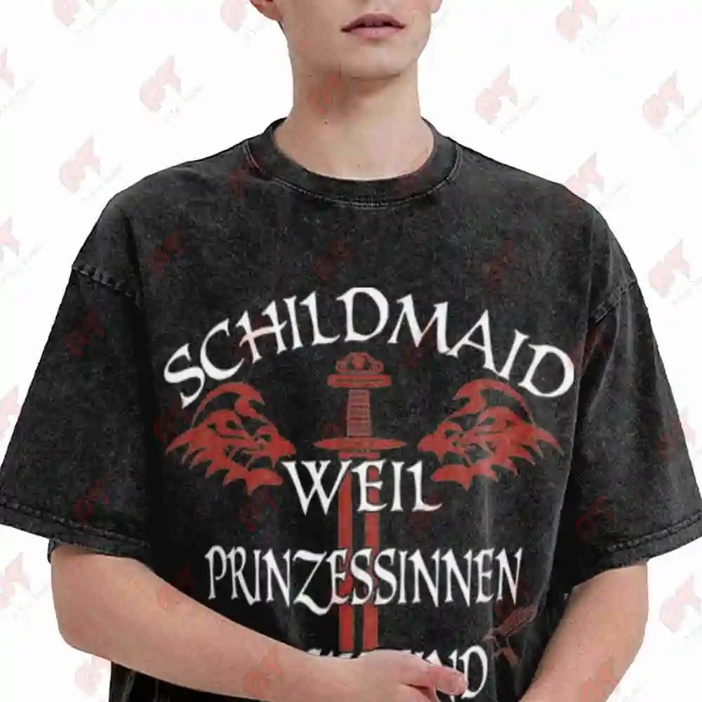 Schildmaid Because Princesses Are Crap Funny Slogan Nordic Viking Vintage Washed Tee Pure Cotton T-Shirt