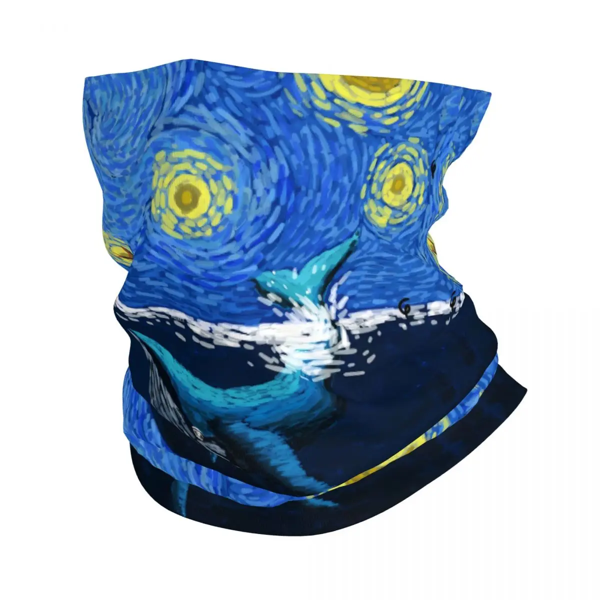 Blue Whale In Stary Night Thin Bandana Neck Gaiter Blue Whale In Stary Night Wrap Scarf Headband Neck Cover