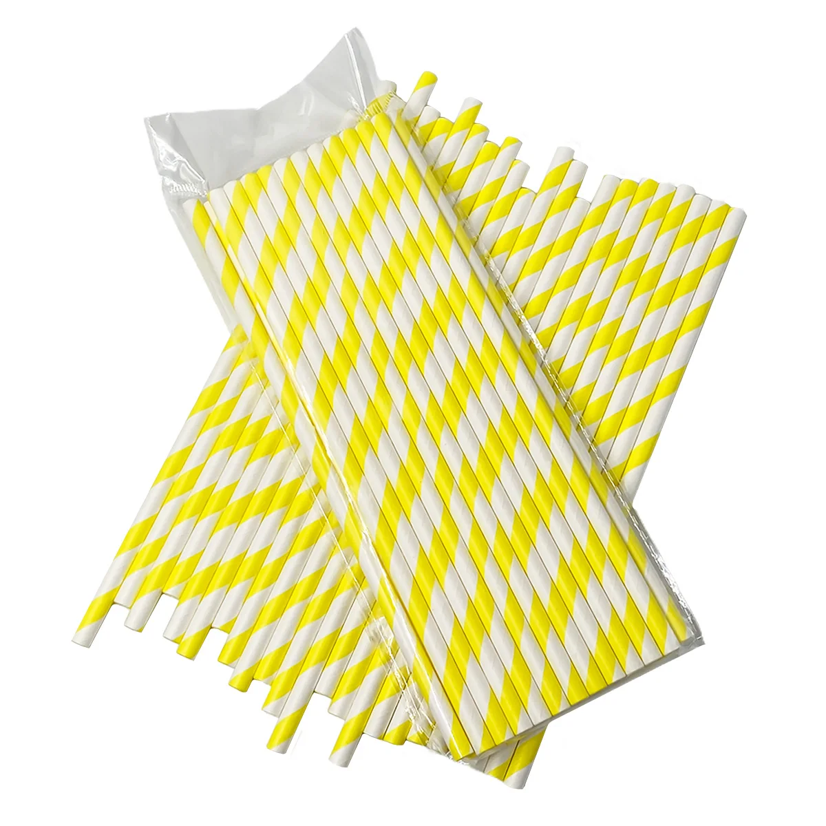 25pcs yellow&white biodegradable paper straws durable bulk caliber 6mm for birthday party supplies cocktail sodas drinkware