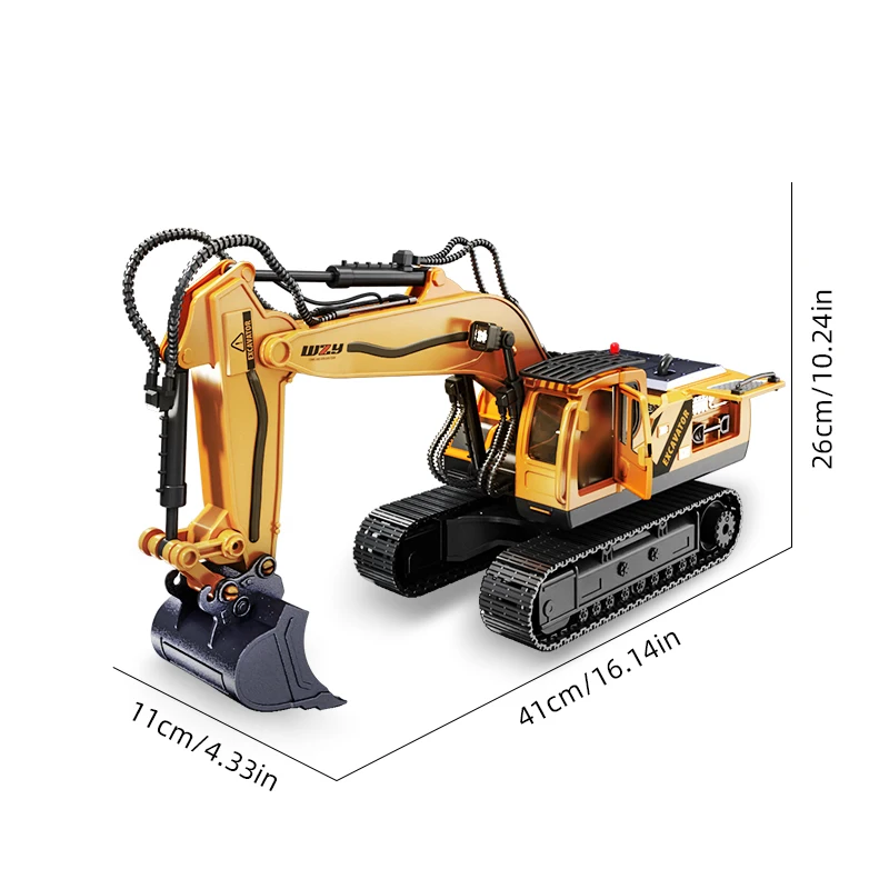 Children's Remote Control Excavator Toy Alloy Engineering Vehicle Toy with Landing Steering Wheel RC Car Toys for Boys