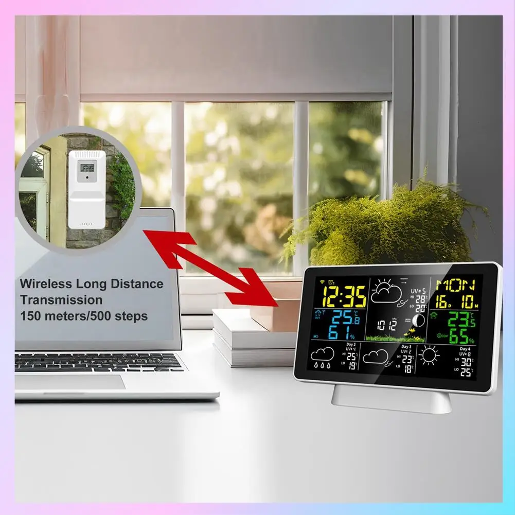 

AB25-Tuya Wi-Fi умная метеостанция умная метеостанция беспроводной термометр с 7,5-дюймовым цветным дисплеем британская вилка