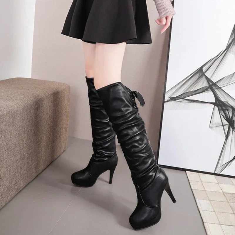 Thigh High Women's Long Boots Above Over The Knee Autumn Winter 2024 Ladies Shaft Shoes Sale Comfortable and Elegant New Quality