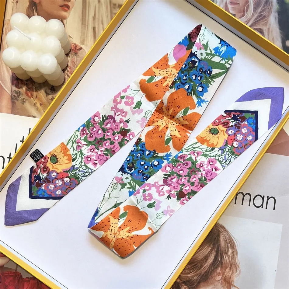 الكورية الجديدة أربعة مواسم ديزي وشاح للنساء هدية الحاضر حك الشريط حقيبة Handle التفاف عقال ربطة العنق بالجملة #6