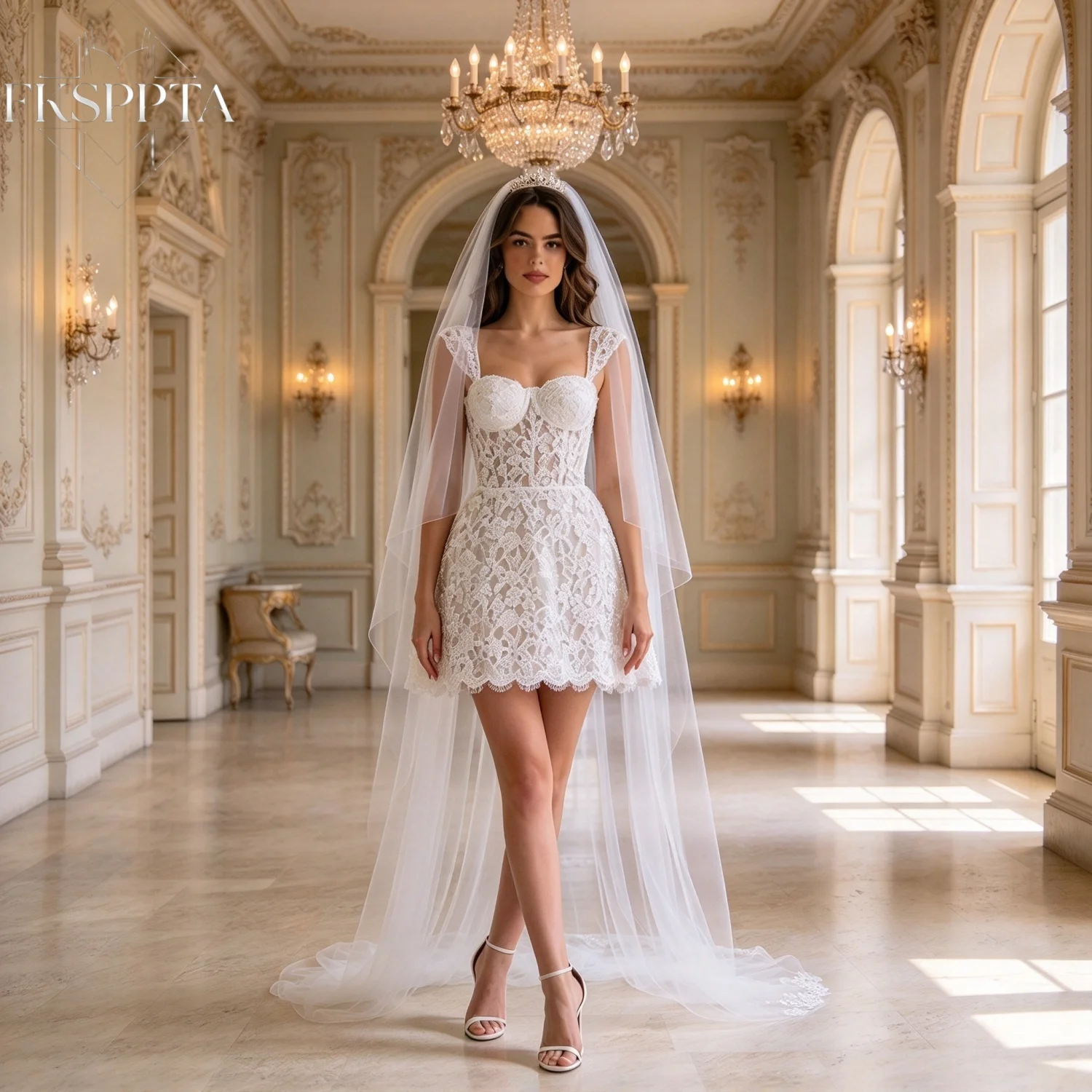 2026 Short Wedding Dress Lace A Line Mini Wedding Gown For Beach Wedding Reception Vestido De Novia Robe De Mariage