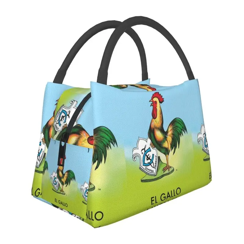 

El Gallo Rooster Loteria Card Mexican Bingo Lottery Thermal Insulated Lunch Bags Women Portable Lunch Container Meal Food Box