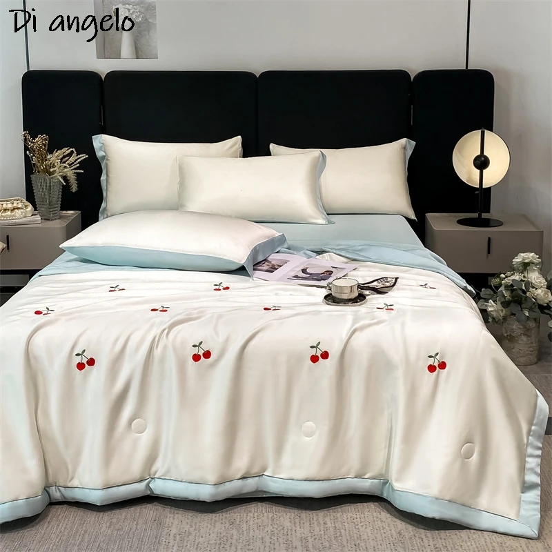 Summer Air Conditioner Quilt, New Style, Embroidery Flower Fabric Blankets, Bedspread Comforter, Bed Cover, Pillowcase Quilts#SW