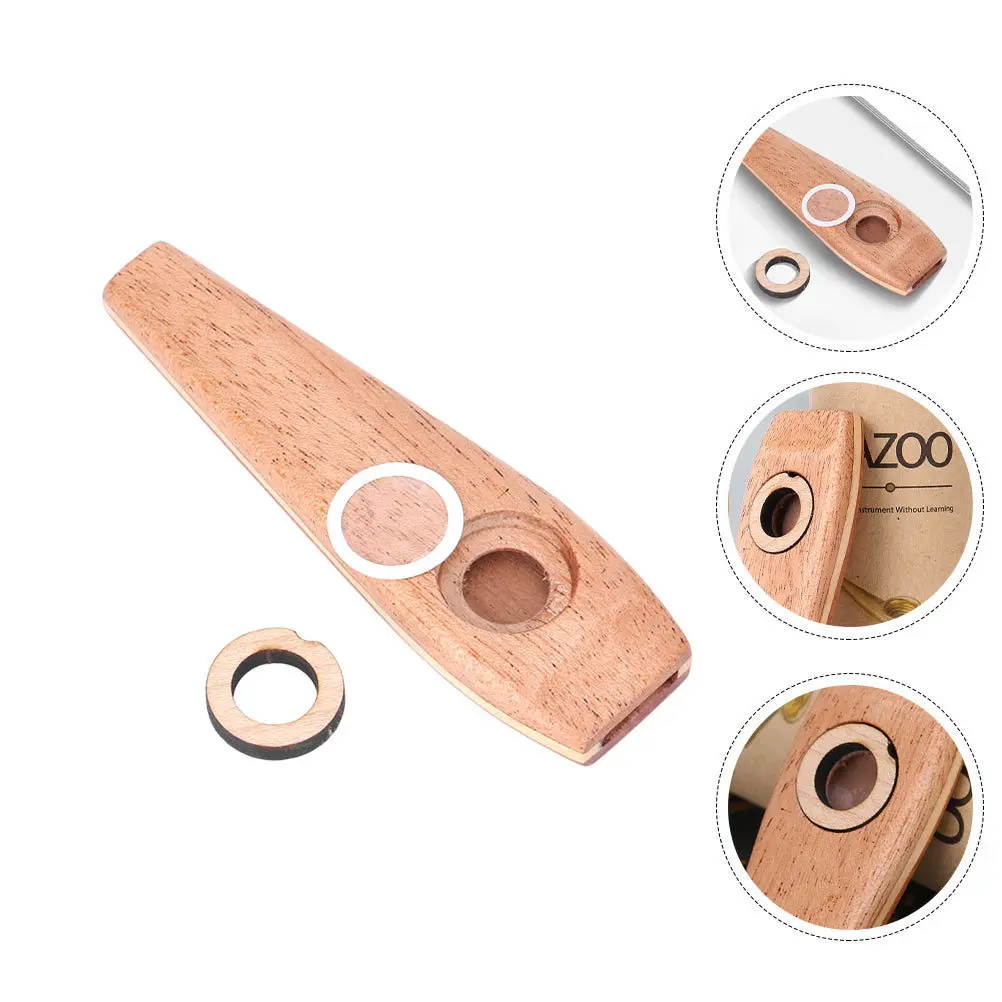 1 قطعة كازو خشبي كاكي صوت رنين طبيعي آلة موسيقية جيتار القيثارة شريك كازو خشبي تعليمي #2