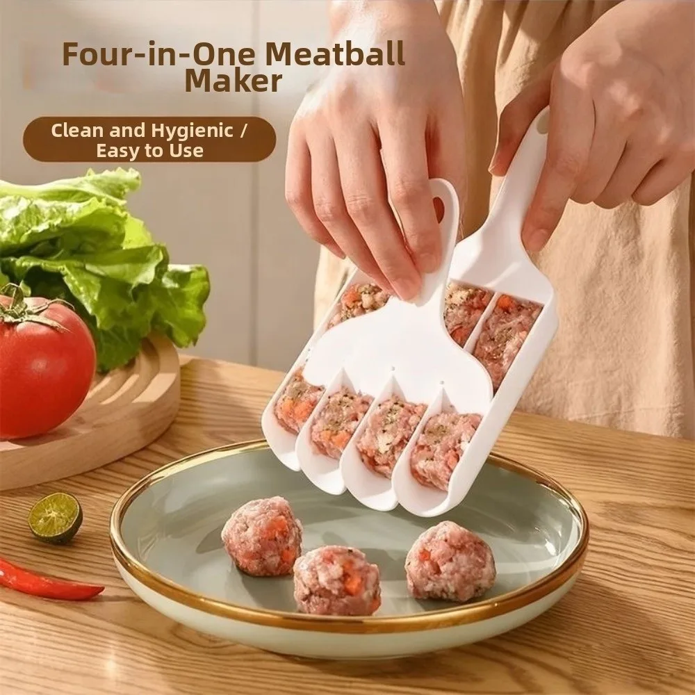 Four-Cavity Structure Meatball Maker Squeeze Molding Spoon-Shaped Meatball Molding Tool Rice-Meat Dumpling Maker Meatball Making