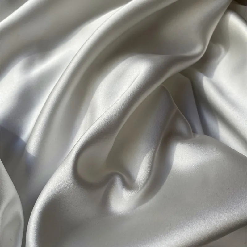 White pearl sag heavy imitation acetate satin fabric wedding dress DIY fishtail designer