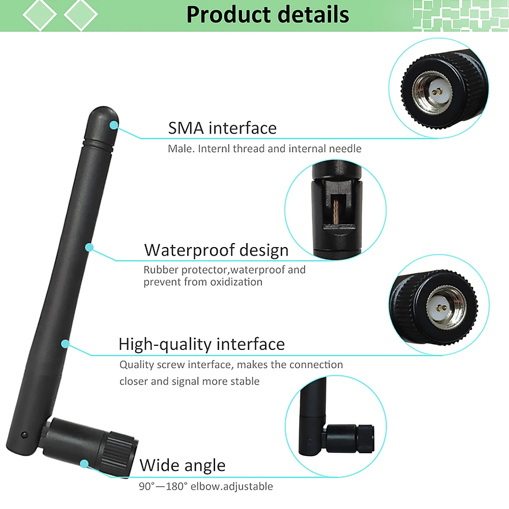 هوائي WiFi 2.4 جيجا هرتز 3dBi WiFi مقاوم للماء بزاوية واسعة قابل للتعديل لمسجل كاميرا IP لاسلكية لأمن الفيديو