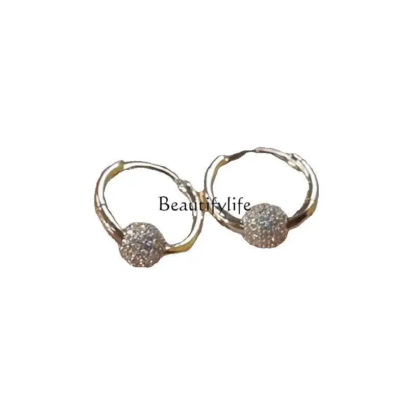 

diamond ball earrings, light luxury, unique temperament, small and simple explosion in autumn and winter, advanced sense