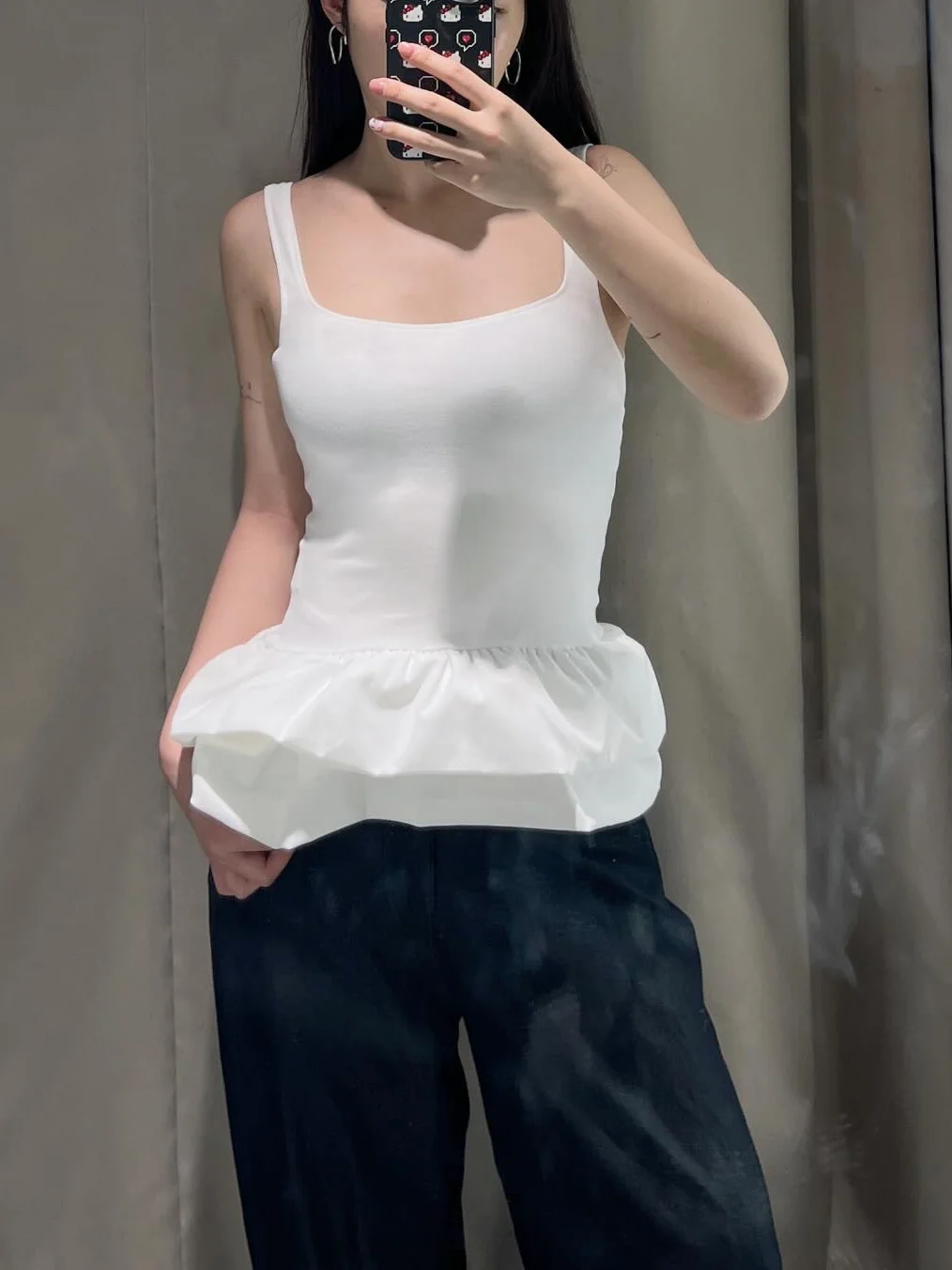 

women's sexy backless slim fit loose patchwork square collar shoulder strap temperament summer new top