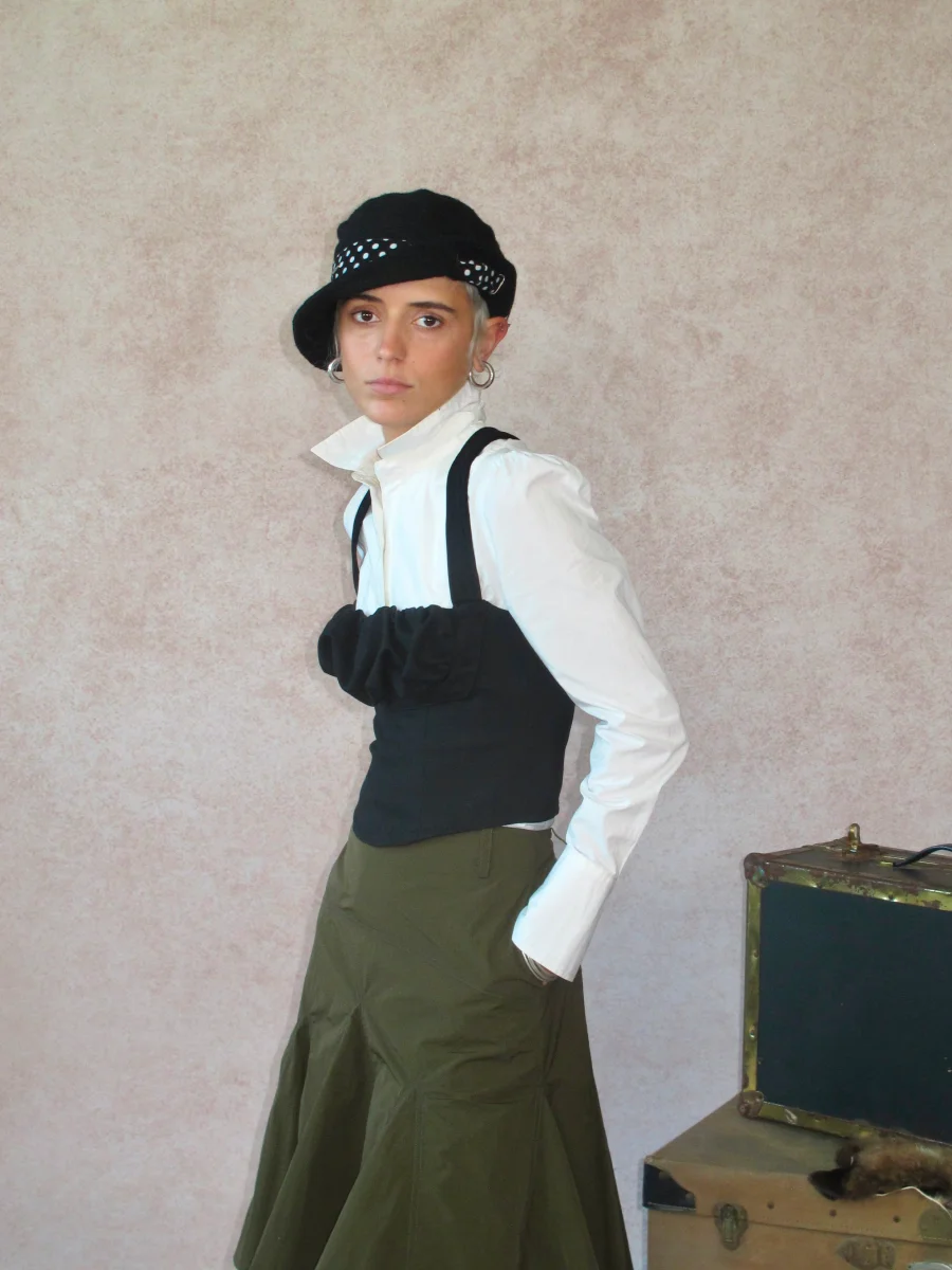 

High Elastic Bla Vest Strap Women's Slim Fit Autumn Waist Inward Chest irt Vest French Sle ort Length Color