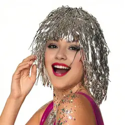 28cm Shiny Party Wig Cosplay Disco Foil Tinsel Adults Metallic Party Supplies Aluminum Foil Metal Wire Wig Festive Decoration