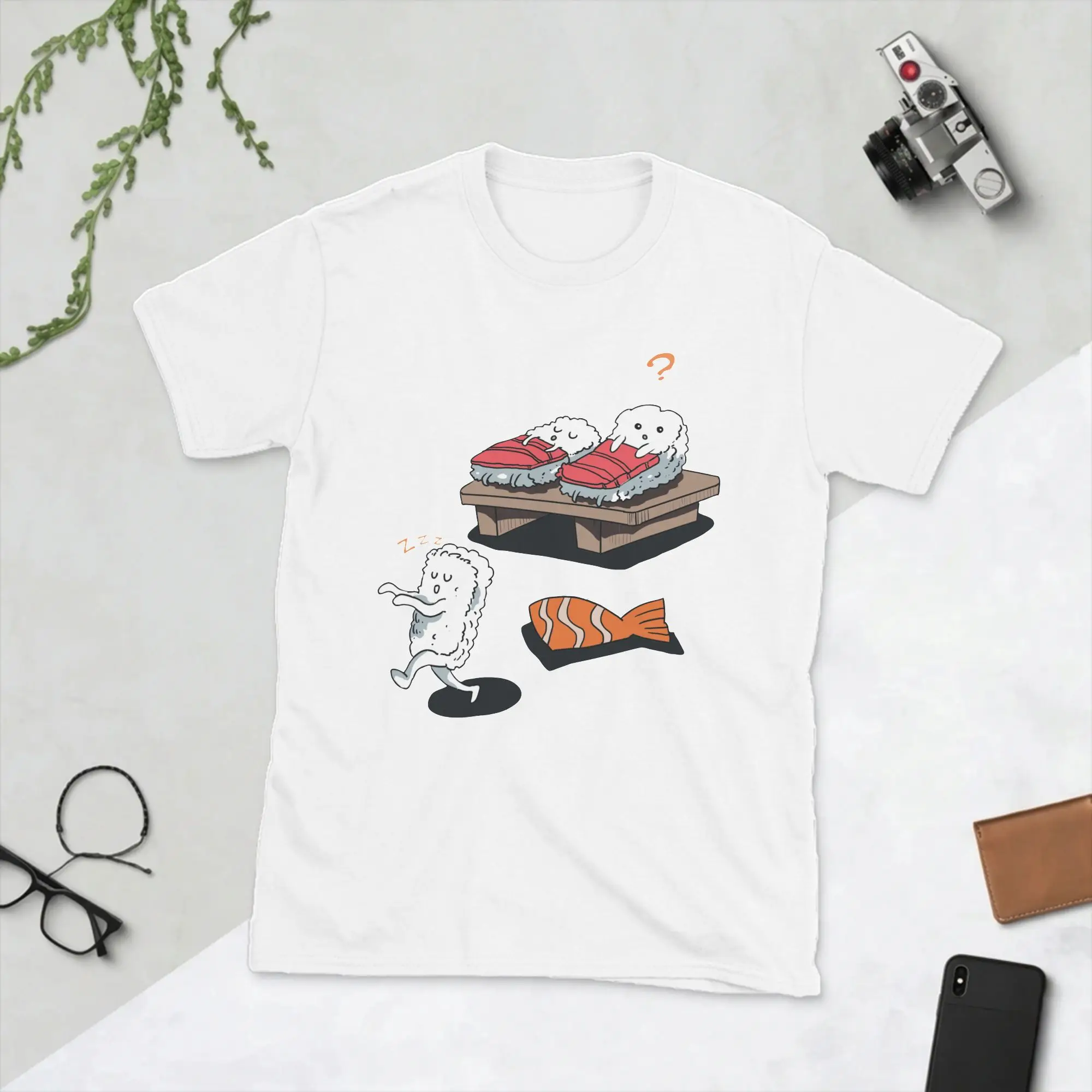 Camisetas de algodón con estampado de comida japonesa Sushi para hombre, camisetas bonitas de Japón Kawaii Wasabi, camisetas de manga corta a la moda, nueva camiseta