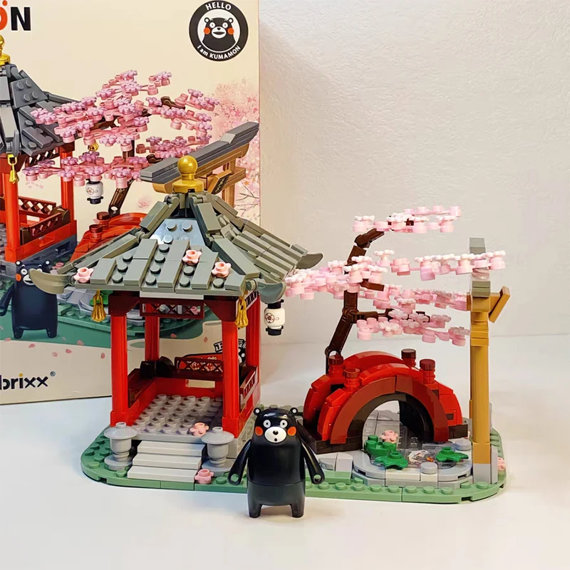 ตัวต่อหมีคุมะมอน ร้านกาแฟ ดอกซากุระ บ้านในชนบท ของเล่นตัวต่อ DIY สำหรับเด็ก ของขวัญ