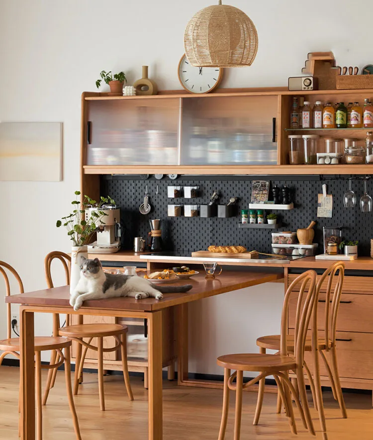 

Скандинавский приставной шкаф из массива дерева для сада и столовой, интегрированный в стену высокий шкаф для гостиной и кухни