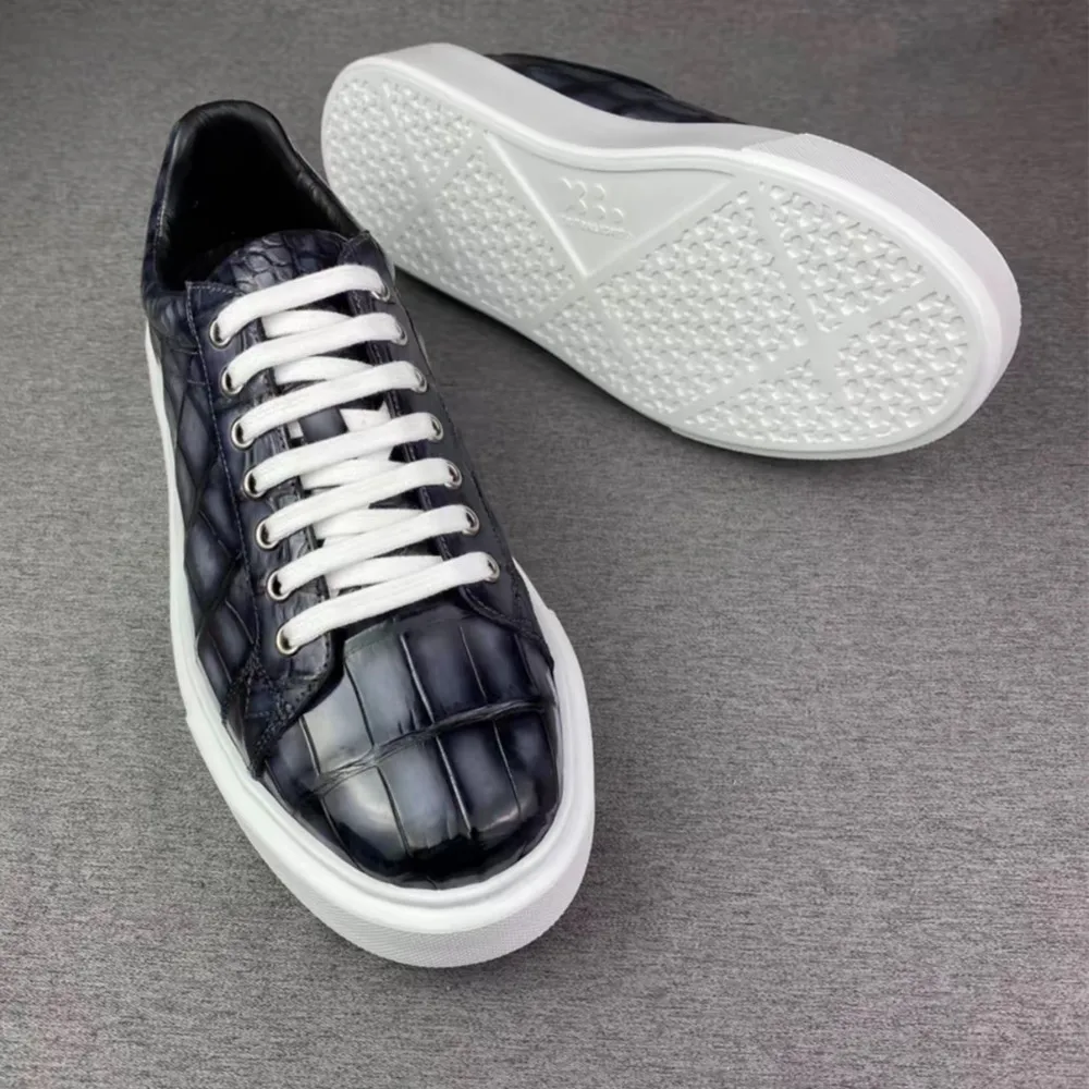 2026 New Fashion Authentic Crocodile Leather Casual Men's Shoes Men's Leather Sneakers Casual Sneakers