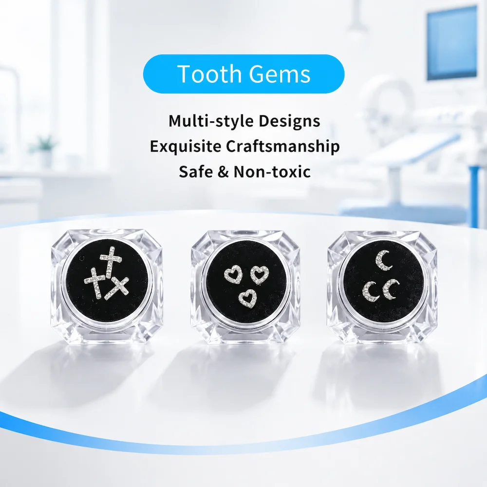Metal Teeth Gems Star Cross Heart Shape Rhinestones Hollow Thin Style Silver Tooth Jewelry for Oral Decoration