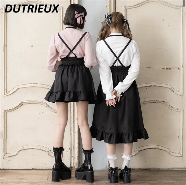 ญี่ปุ่น Lolita สไตล์อเนกประสงค์หวานสบายๆเสื้อโบว์ใหญ่ขอบลูกไม้สีทึบ Bottoming เสื้อแขนยาวสําหรับผู้หญิง