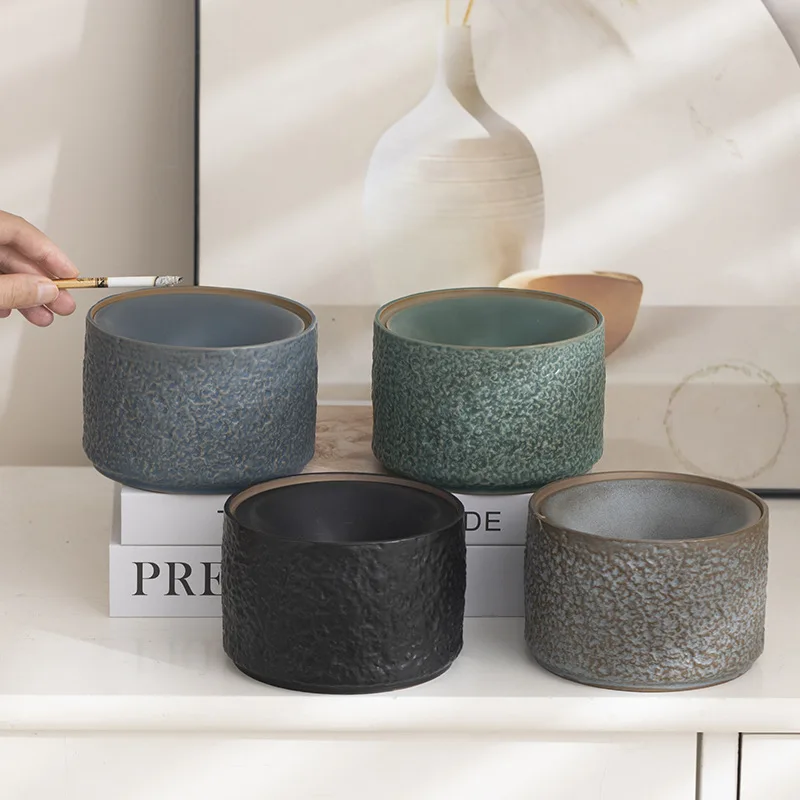 

Керамическая пепельница в форме воронки в европейском стиле с крышкой, круглая пепельница большой емкости для гостиной, дома, хранения орехов и конфет