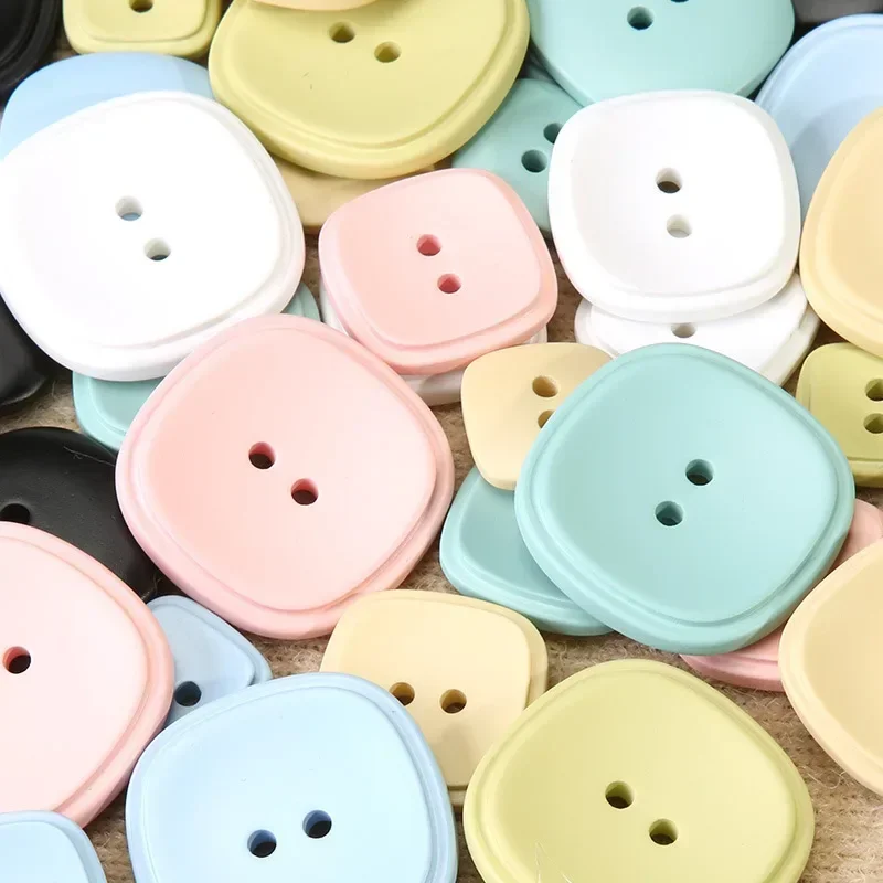 100Pcs Chroma Square Resin Buttons for Children's Cardigans and Sweater Luxury Square Resin Buttons Sewing Accessories Wholesale