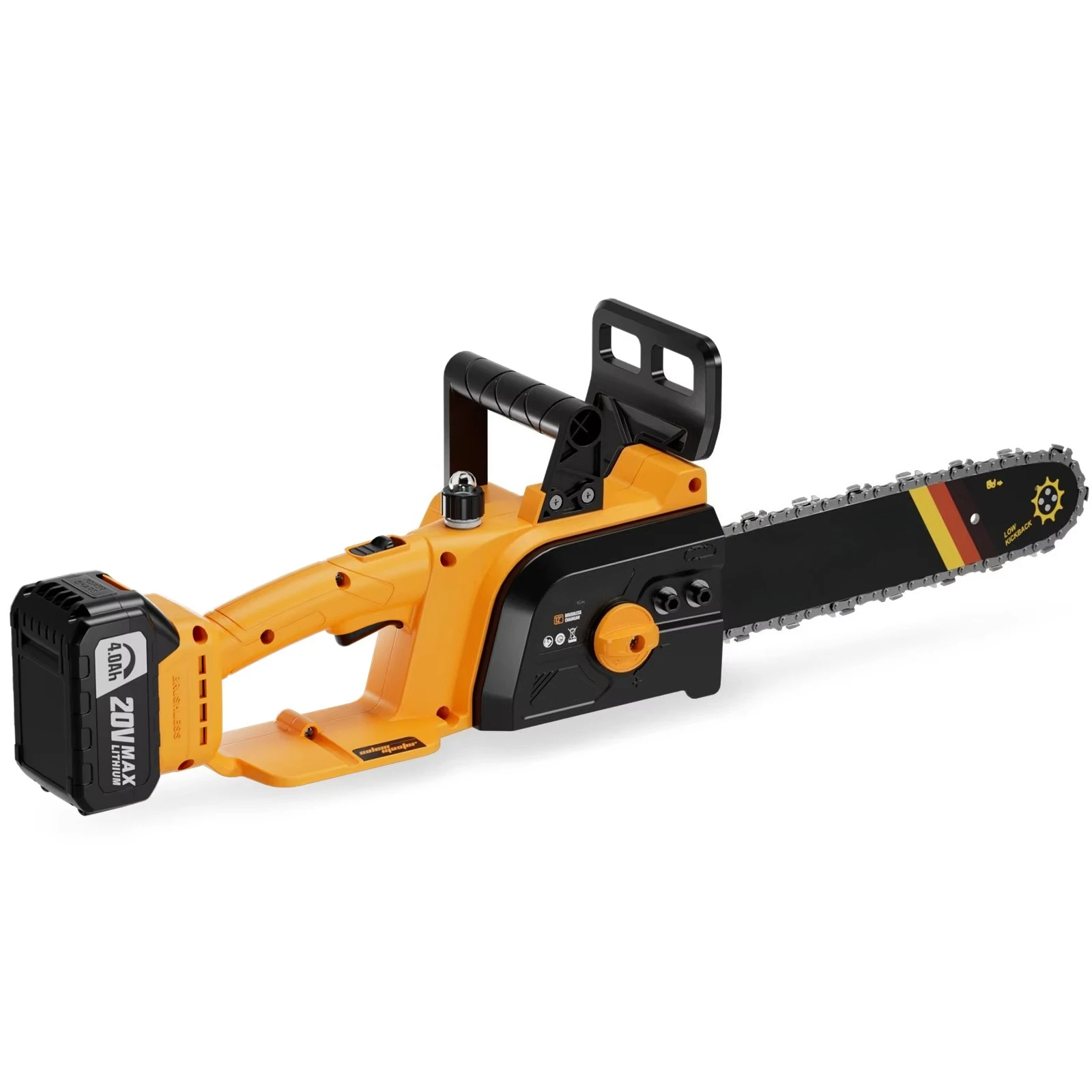 12 Inch Yellow Cordless Chainsaw - Brushless Motor Lithium-ion Battery Power Safety Lock for Woodworking/gardening Purposes