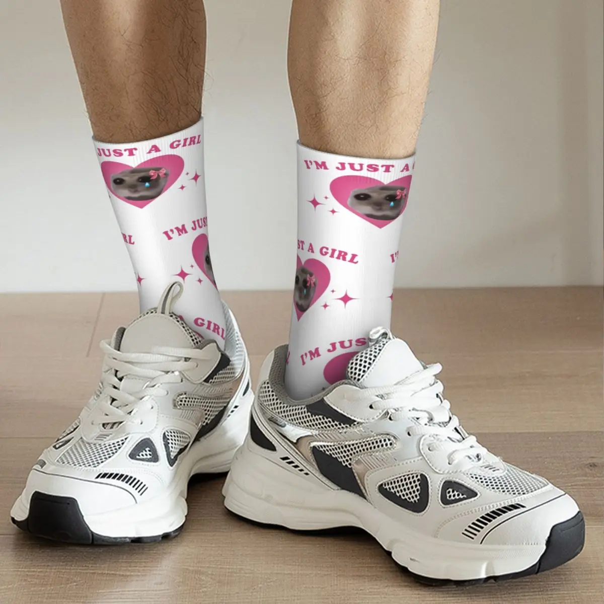 New Male Men Socks Casual Sad Hamster Meme Im Just A Girl Sock Skateboard Women Socks Spring Summer Autumn Winter