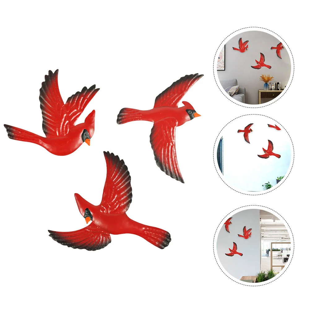 Iron Wall Hanging Decor Red Clear Bird Wrought Iron Wall Birdbath Feeder Fan Light Pull Chain Smooth Hand Feeling Delicate