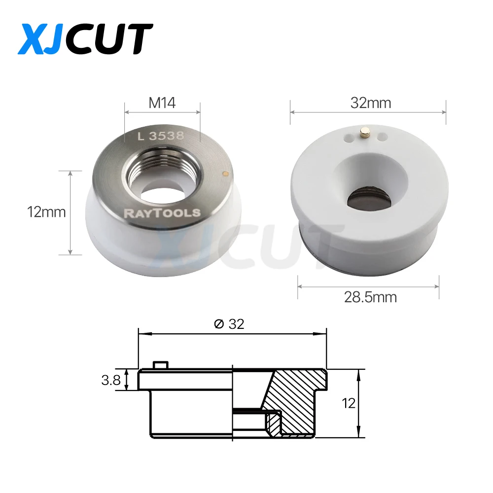 XJCUT Original Made Raytools Laser Ceramic Dia.32mm Nozzle Holder for Raytools Fiber Laser Cutting Head Nozzle Holder