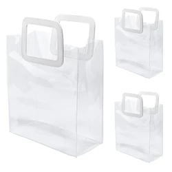 1 Piece Clear Gift Bags with Handles PVC Tote Bags for Sending Present Reusable Retail Shopping Bags for Christmas Party Wedding