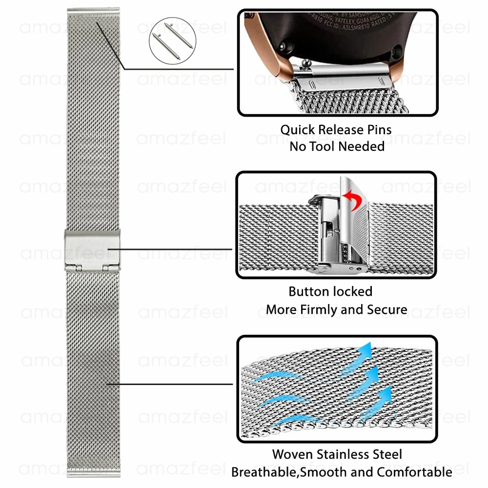 سوار معصم Fot Amazfit Bip S حزام معدني سوار ل Amazfit GTS 2 mini GTR 2 Bip U Pace Straos حزام ساعة اليد أساور 20/22 مللي متر