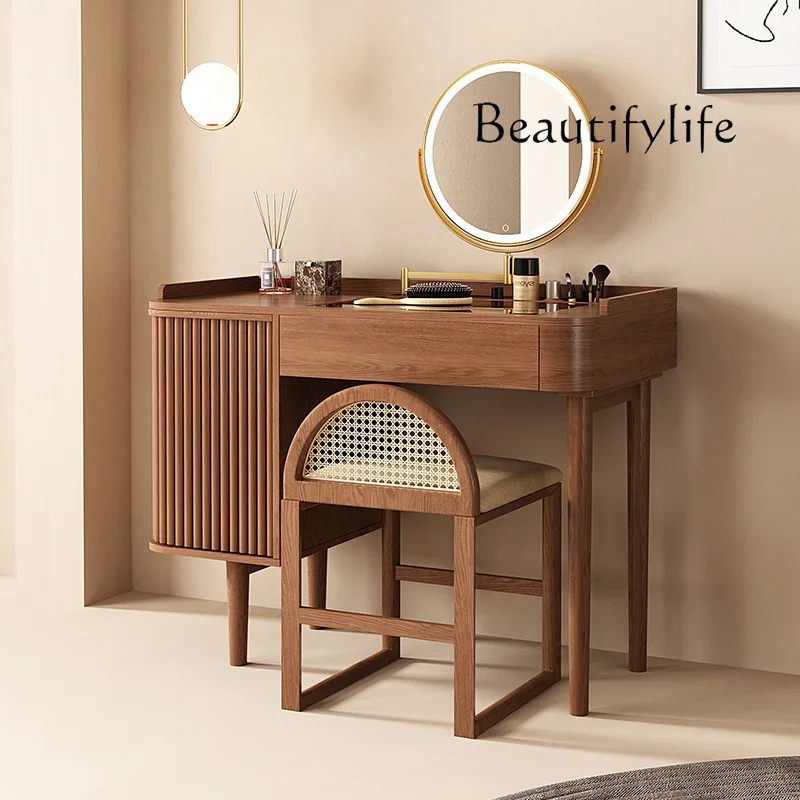 

master bedroom storage cabinet makeup table integrated solid wood dresser bedroom modern simple small apartment