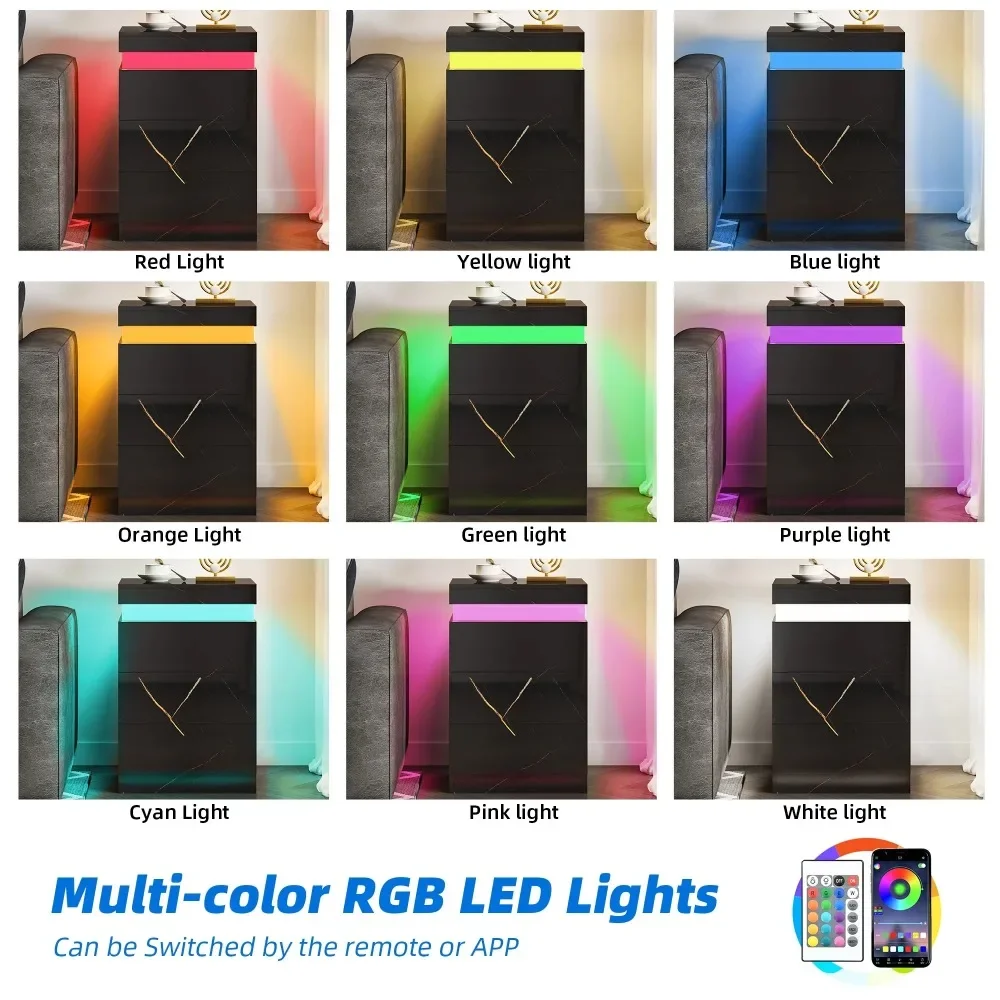 Table de oral et Moderne avec Lumière LED RVB Réglable, Haute Brillance, 27 Pouces, 3 Broches de Proximité