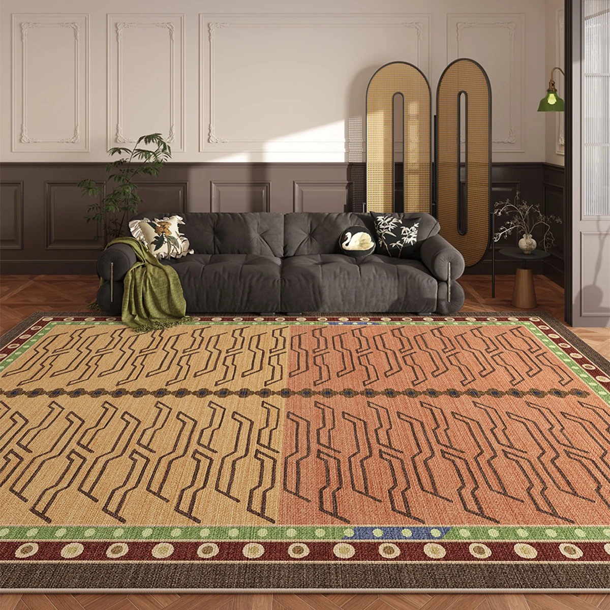 Retro Rugs for Bedroom Large Area Living Room carpet soft Short Plush floor mat Bedside Rug Home Decoration alfombra para salón