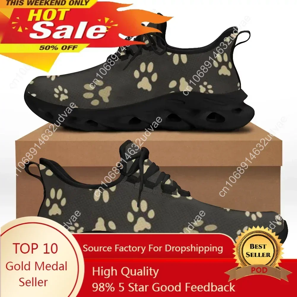 Cute Pet Footprint Print Women Mesh Swing Sneakers Breathable Lace up Platform Shoes for Ladies Casual Zapatillas