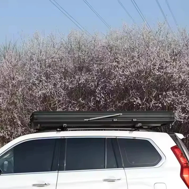 4WD Camping Triangle Aluminum Ox Fabric Triangular Hard Shell Rooftop Tent Outdoor Car Roof Top with Ladder Accessory